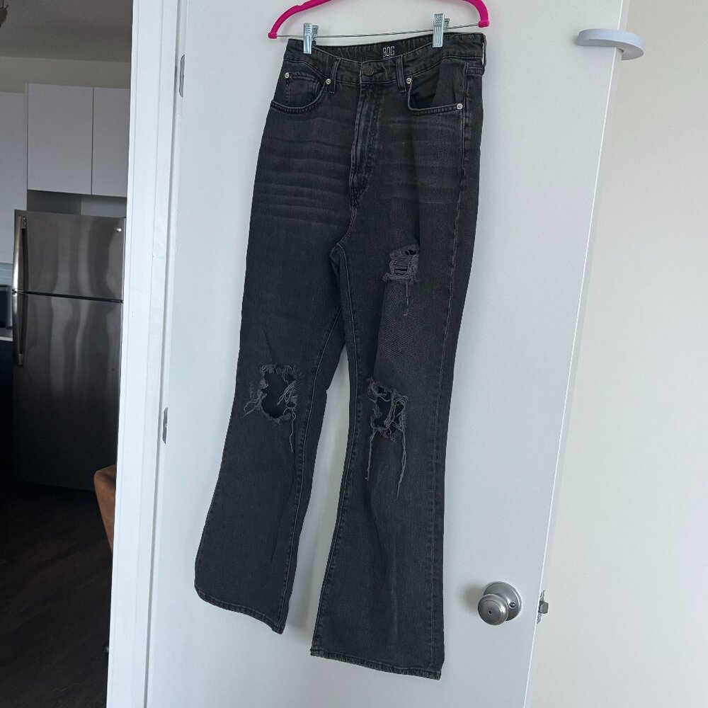 BDG Stretch High Rise Flare Black Jeans 30 Ripped
